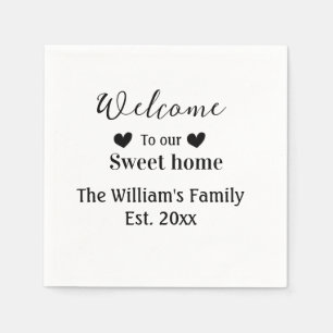 Home sweet welcome add family name year d napkin