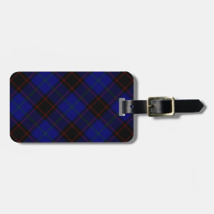 Home tartan blue black plaid luggage tag