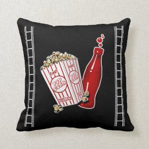 Home Theater Throw Pillow with Popcorn