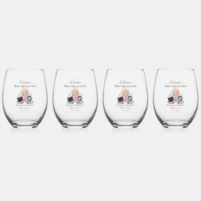 Home Theatre Bar Stemless Wine Glasses Drinkware (Front)