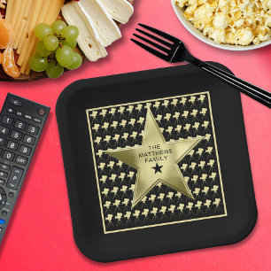 Home Theatre Personalized Family Name Movie Star Paper Plate