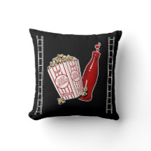 Home Theatre Throw Pillow with Popcorn