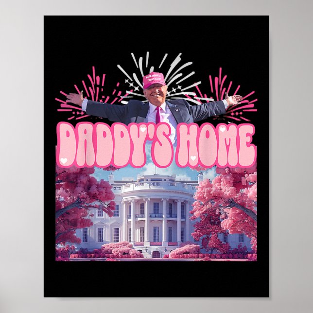 Home Trump 2024 Shirt Happy July 4th Firework Pink Poster (Front)