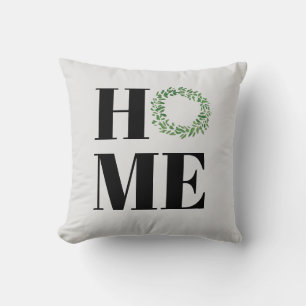 Home Welcome Wreath Throw Pillow