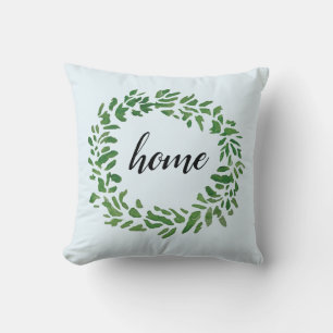 Home Welcome Wreath Throw Pillow