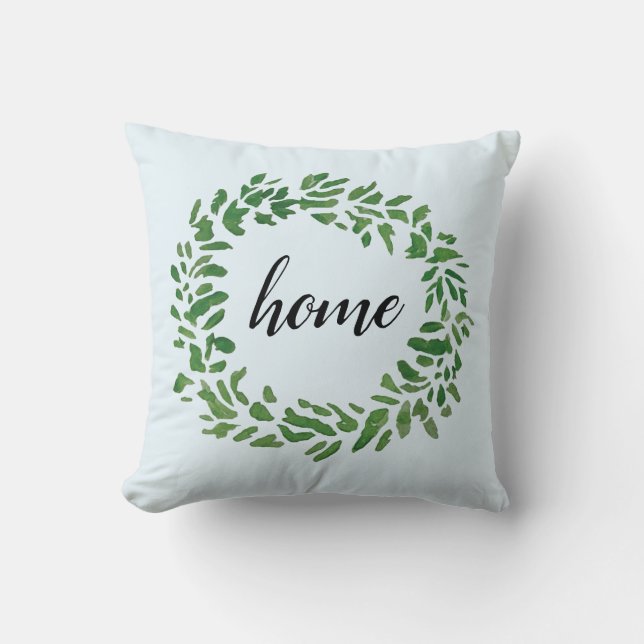 Home Welcome Wreath Throw Pillow (Front)