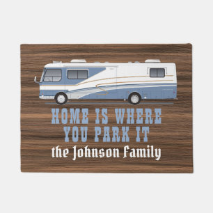Home where park it rustic wood RV camper custom Doormat
