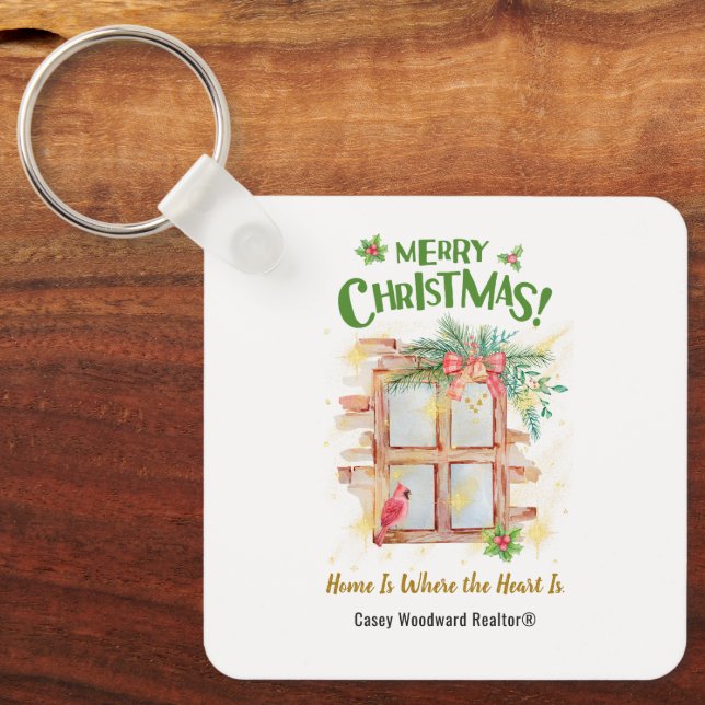 Home Where the Heart Is Realtor Christmas Budget  Keychain (Front)
