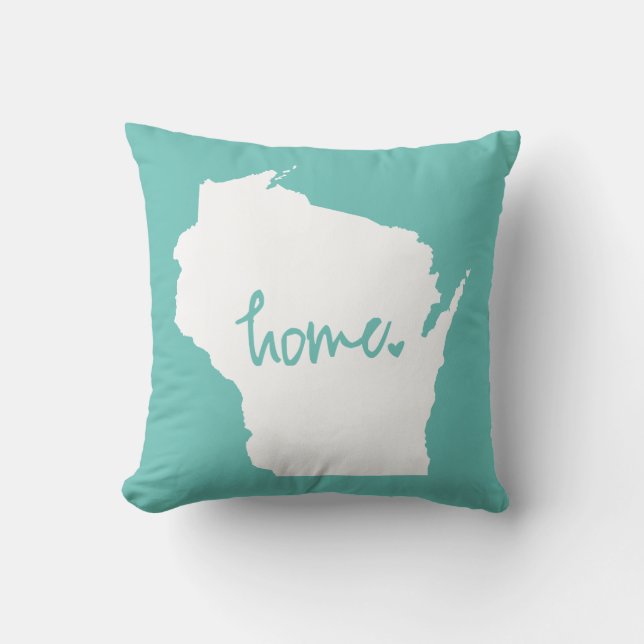 Home Wisconsin Custom Colour Throw Pillow (Front)
