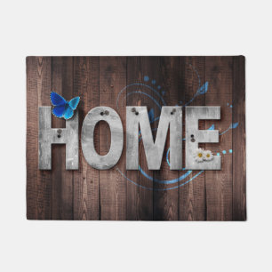 Home! with Butterflies and Flowers Doormat