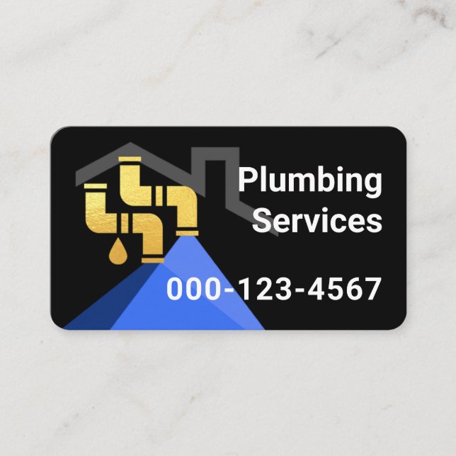 Home With Leaking Plumbing Gold Pipes Business Card (Front)
