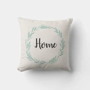 Home Wreath Throw Pillow