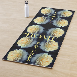 Home Yellow Rose Abstract Inspirational Words  Yoga Mat