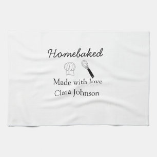 Homebaked bakery made with love add name details kitchen towel