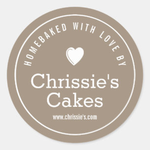 homebaked with love craft bakery personalized classic round sticker