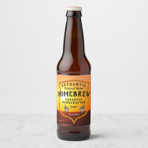 Homebrew Authentic Original Recipe Logo Sunset Beer Bottle Label
