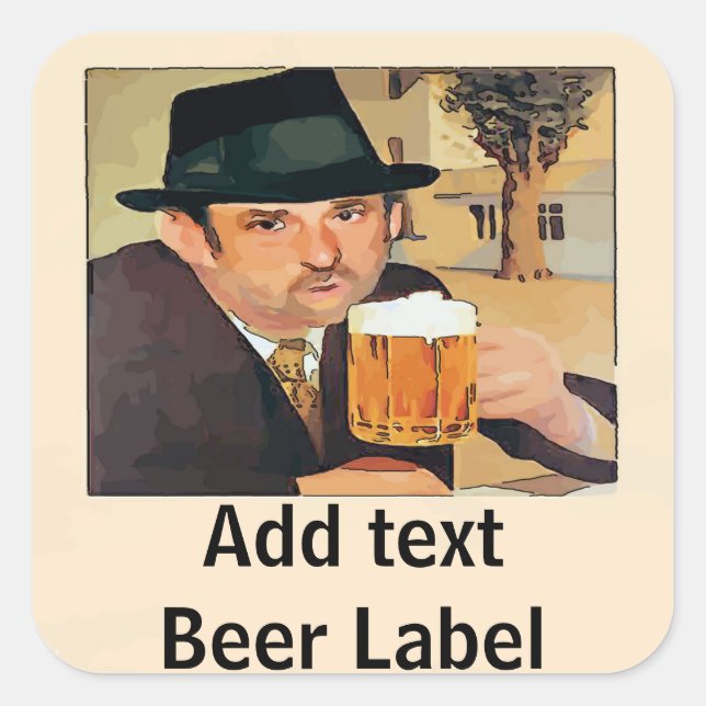 Homebrew Beer, Label, add text Square Sticker (Front)