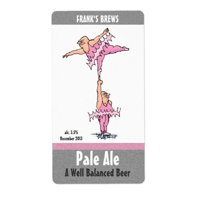 Homebrew Beer Labels with Funny Tutu Cartoon (Front)