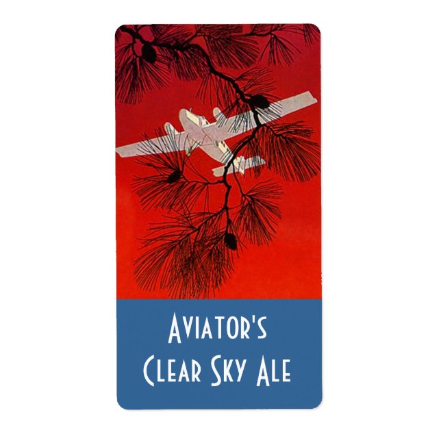 Homebrewing Beer Bottle Label Aviators Airplane (Front)