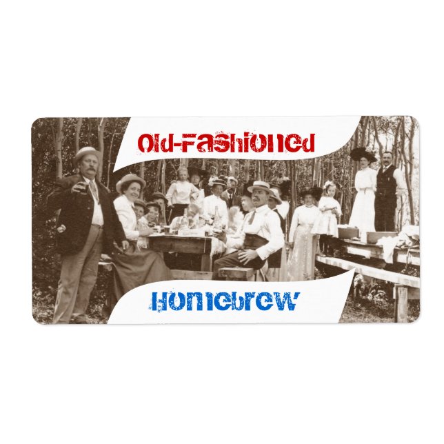 Homebrewing Beer Bottle Label Old-fashioned Brew (Front)