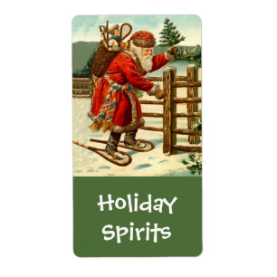 Homebrewing Holiday Santa Delivering Spirits Label