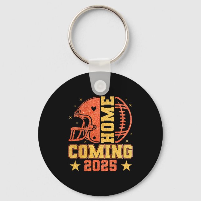 Homecoming 2025 Hoco Football Mama Girl Orange Gol Keychain (Front)