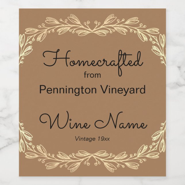 Homecrafted Handmade Wine Wine Label (Single Label)