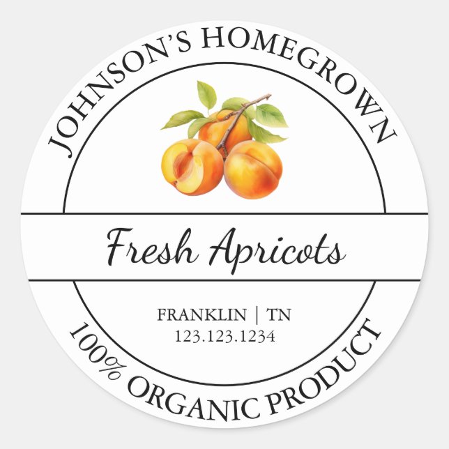 Homegrown Garden Fresh Organic Apricot Label (Front)