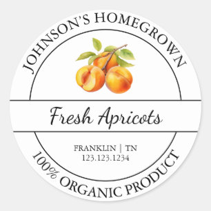 Homegrown Garden Fresh Organic Apricot Label