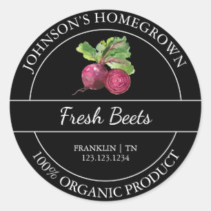 Homegrown Garden Fresh Organic Beets Label