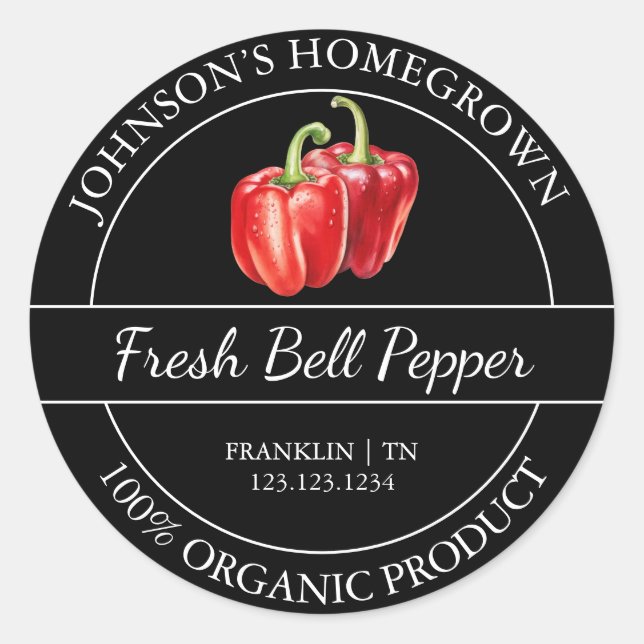 Homegrown Garden Fresh Organic Bell Papper Label (Front)