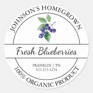 Homegrown Garden Fresh Organic Blueberry Label
