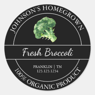 Homegrown Garden Fresh Organic Broccoli Label