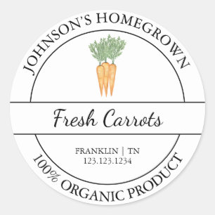 Homegrown Garden Fresh Organic Carrot Label