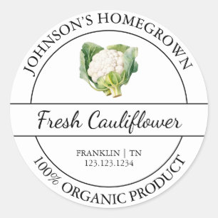 Homegrown Garden Fresh Organic Cauliflower Label