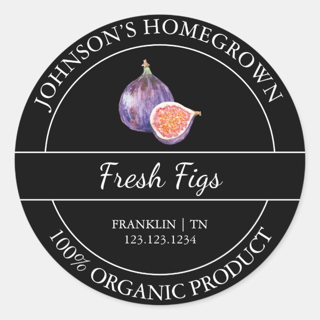 Homegrown Garden Fresh Organic Fig Label (Front)