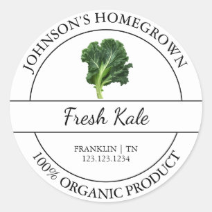 Homegrown Garden Fresh Organic Kale Label