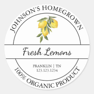 Homegrown Garden Fresh Organic Lemon Label