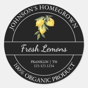 Homegrown Garden Fresh Organic Lemon Label