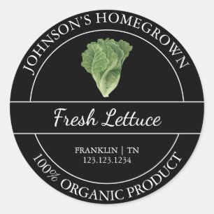 Homegrown Garden Fresh Organic Lettuce Label