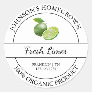 Homegrown Garden Fresh Organic Lime Label