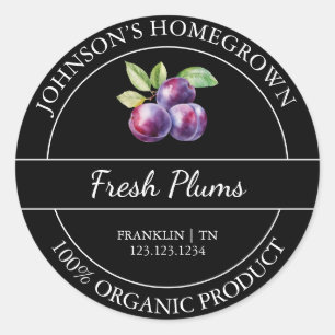 Homegrown Garden Fresh Organic Plum Label