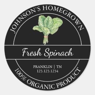 Homegrown Garden Fresh Organic Spinach Label