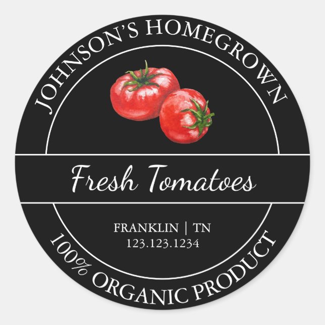 Homegrown Garden Fresh Organic Tomato Label (Front)