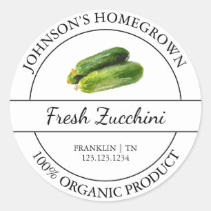 Homegrown Garden Fresh Organic Zucchini Label