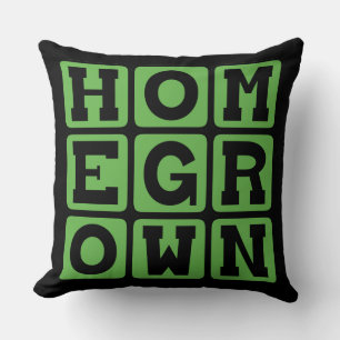 Homegrown, Gardened at Home Throw Pillow