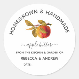 Homegrown & Handmade Apple Butter Mason Jar  Classic Round Sticker