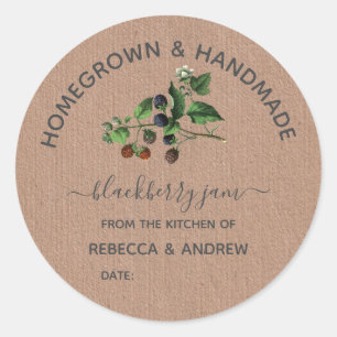 Homegrown & Handmade Blackberry Jam Kraft Paper  Classic Round Sticker