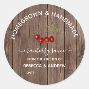 Homegrown & Handmade Cranberry Sauce Barnwood Classic Round Sticker