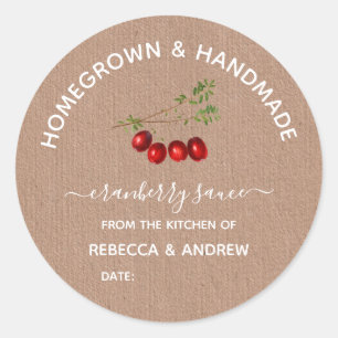 Homegrown & Handmade Cranberry Sauce Kraft Paper  Classic Round Sticker